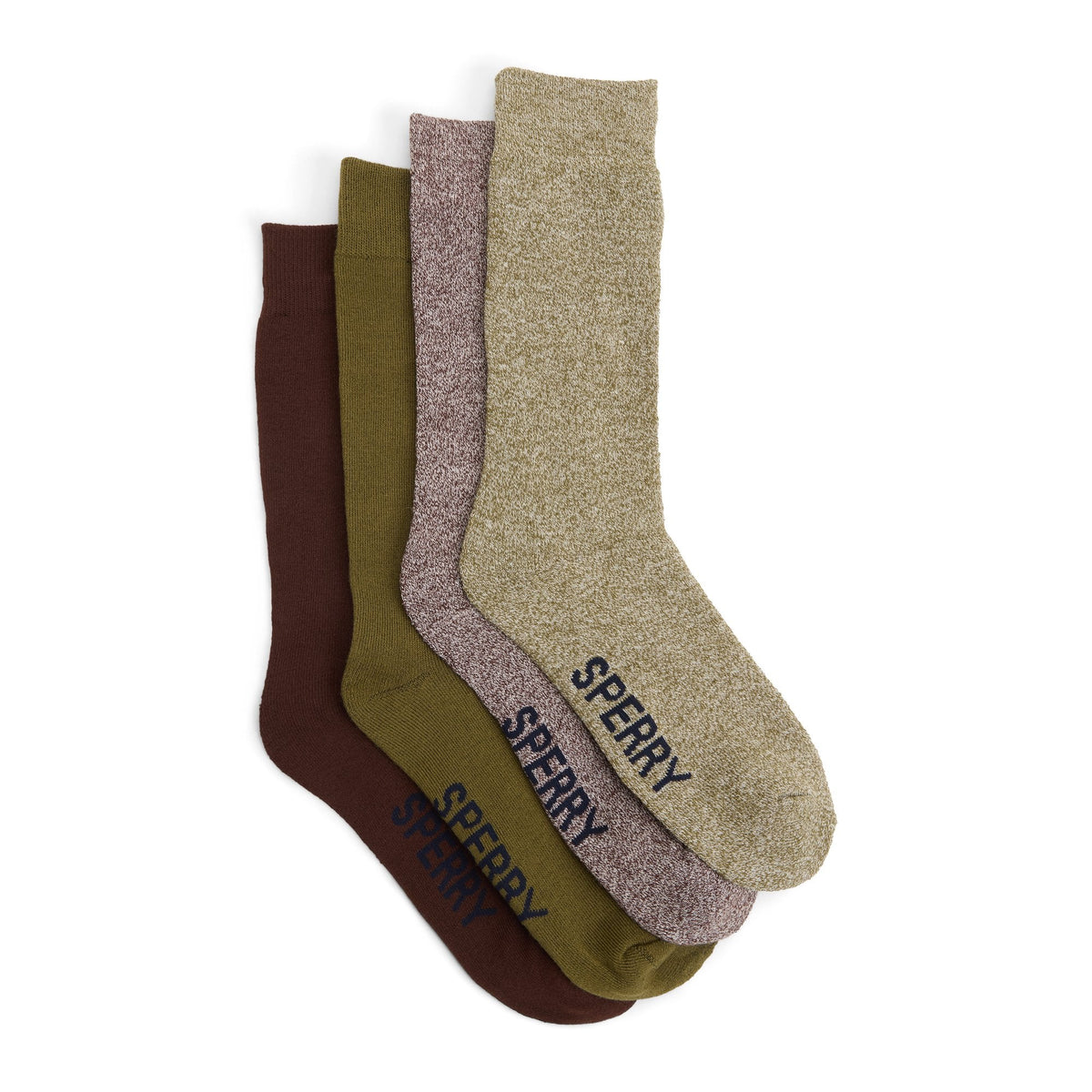 Sperry Mens 4-Pack Boot Socks Brown multi