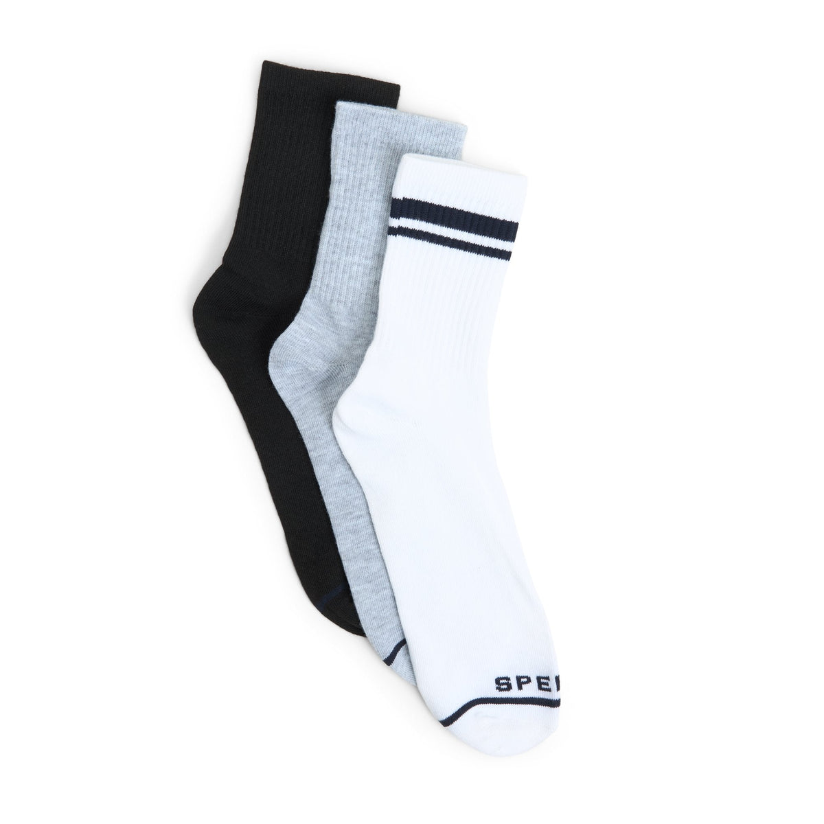 Sperry Mens 3-Pack Short Crew Socks White multi