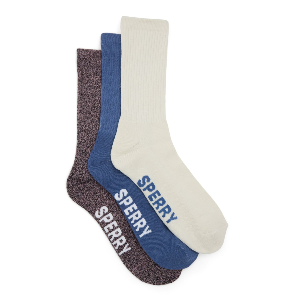Sperry Mens 3-Pack Crew Socks Open blue