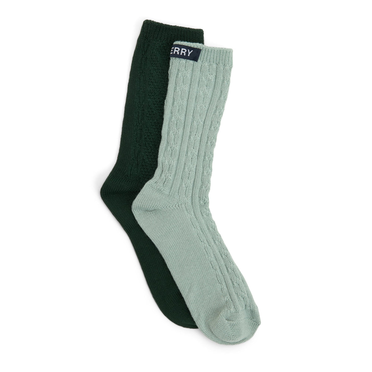 Sperry Ladies 2-Pack Cable Knit Boot Sock Green